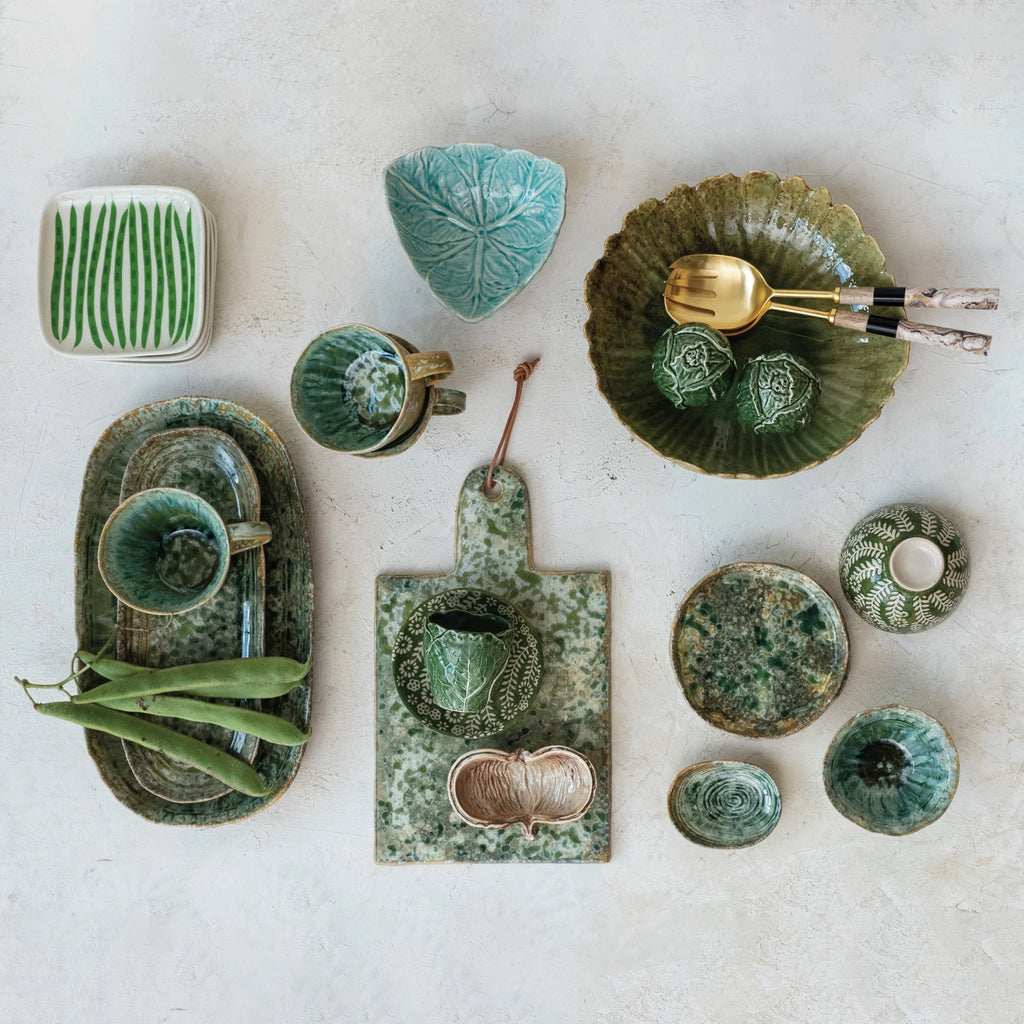 Green Reactive Glaze Stoneware Platter - Freshie & Zero Studio Shop