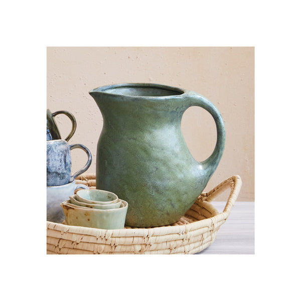 Green Stoneware Pitcher - 2.5 Quarts - Freshie & Zero Studio Shop