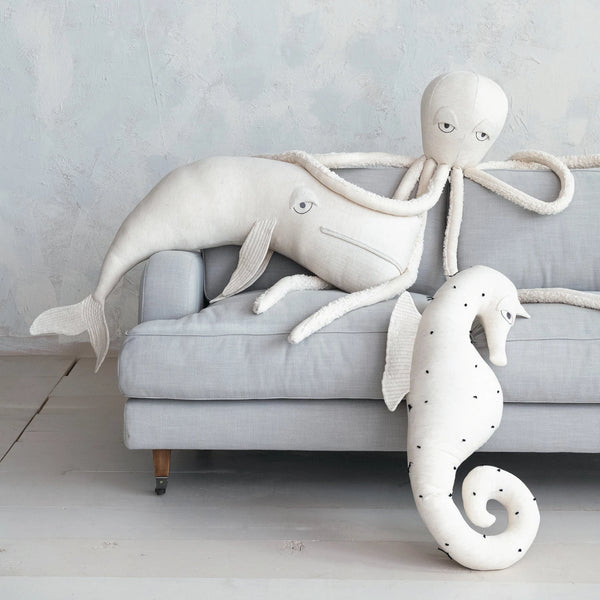 Oversized Octopus Shaped Cotton + Linen Pillow - Freshie & Zero Studio Shop