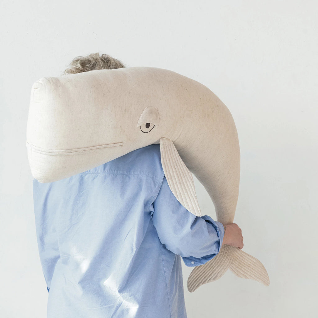 Oversized Whale Shaped Cotton + Linen Pillow - Freshie & Zero Studio Shop