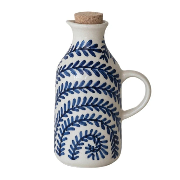 Blue Vine Stoneware Oil Cruet - Freshie & Zero Studio Shop