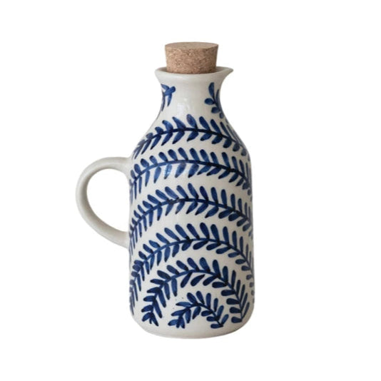 Blue Vine Stoneware Oil Cruet - Freshie & Zero Studio Shop