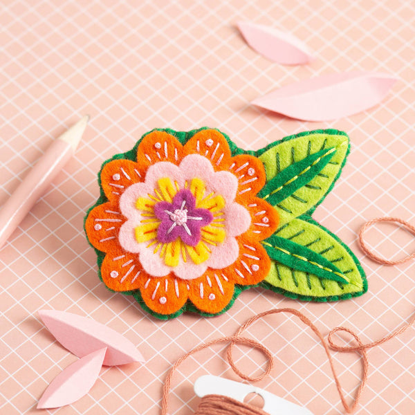 Margery Flower Felt Craft Brooch Kit | Complete Craft Kit - Freshie & Zero Studio Shop