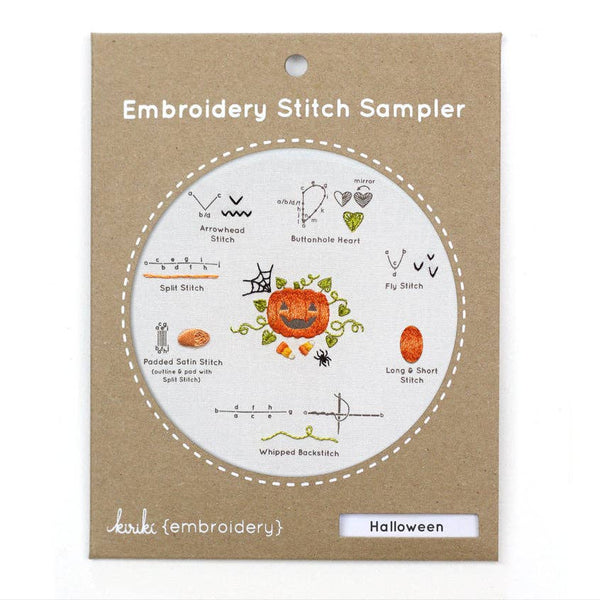 Embroidery Stitch Sampler - Halloween Pumpkin - Freshie & Zero Studio Shop