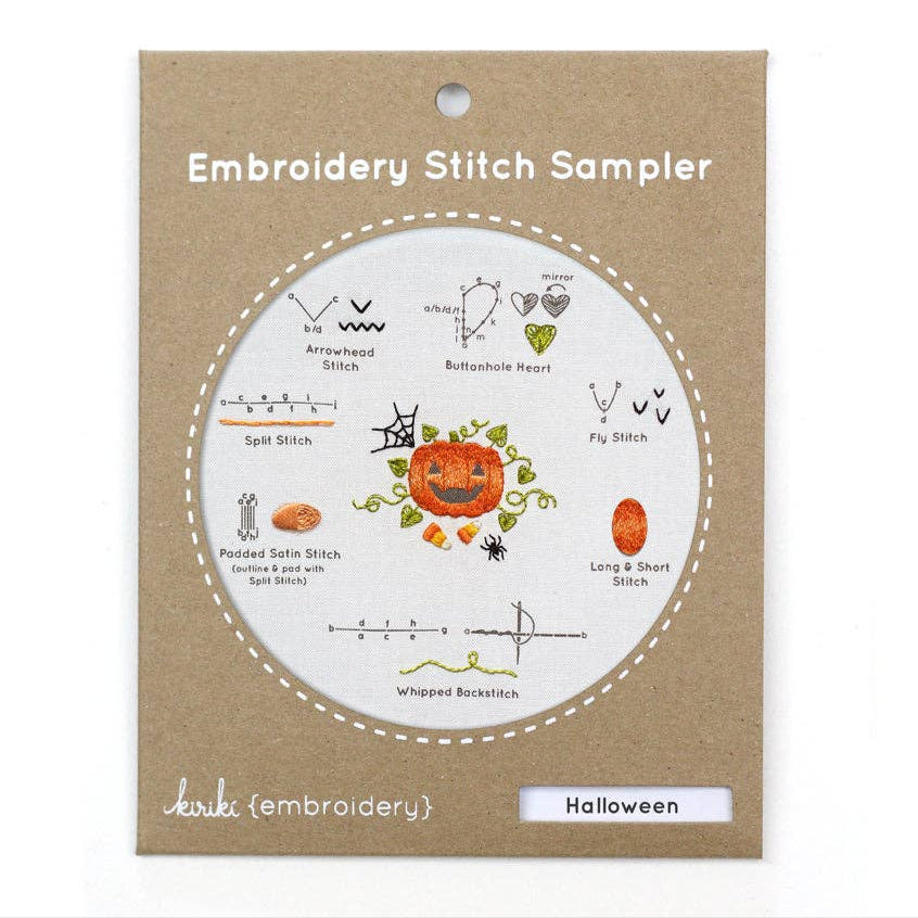 Embroidery Stitch Sampler - Halloween Pumpkin - Freshie & Zero Studio Shop