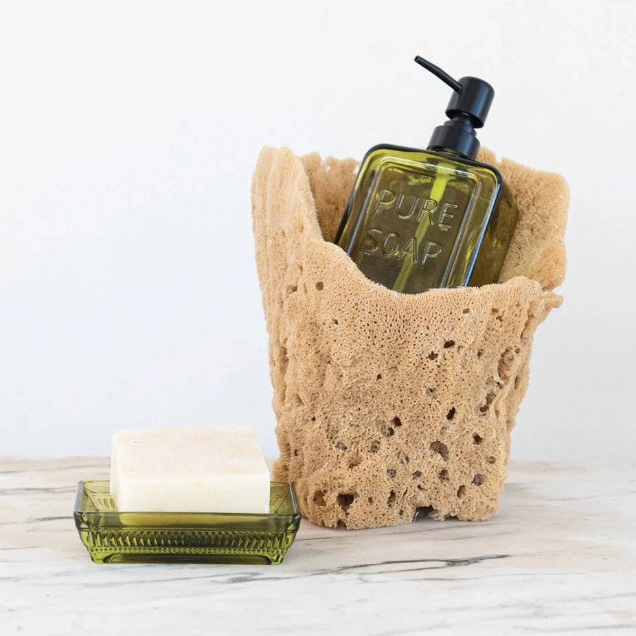 Olive Green Glass Soap Dish - Freshie & Zero Studio Shop