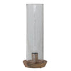 Mango Wood Taper Holder with Glass Hurricane - Freshie & Zero Studio Shop