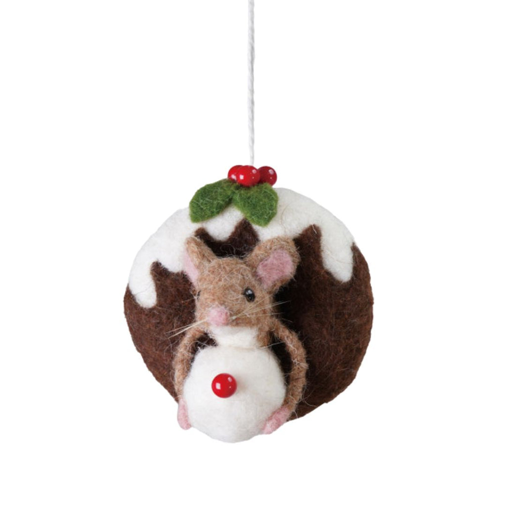 Wool Felt Mouse on Donut Holiday Ornament - Freshie & Zero Studio Shop