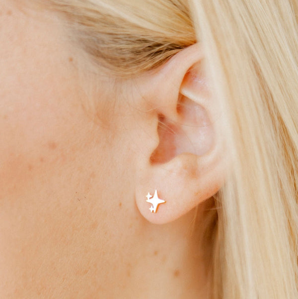 Estelle Gold Sparkle Emoji Flatback Waterproof Stud Earrings - Freshie & Zero Studio Shop