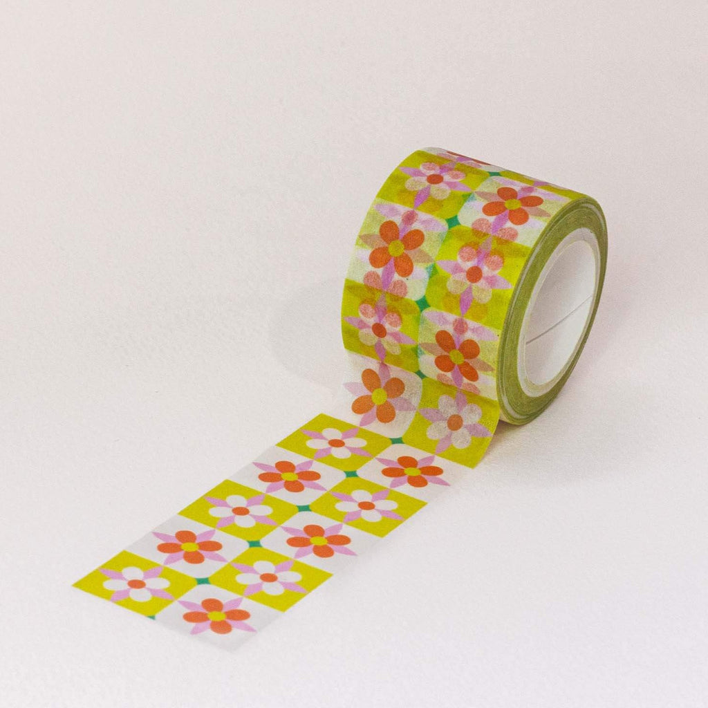 Flower Tiles Washi Tape – 30mm extra wide - Freshie & Zero Studio Shop