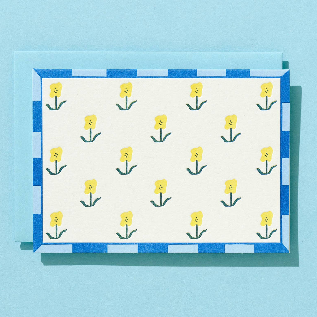 Yellow Floral Pattern Letterpress Card Box Set - Freshie & Zero Studio Shop