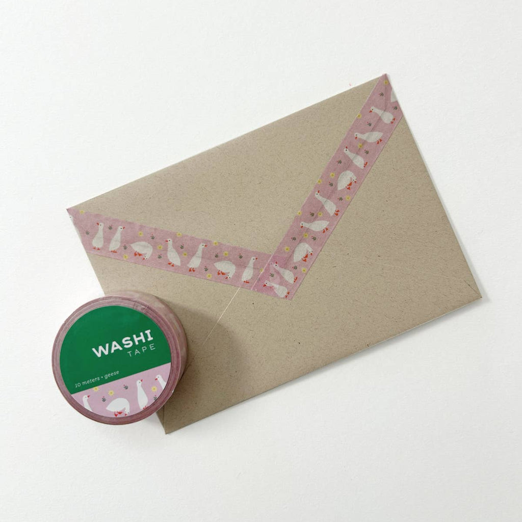 Geese on Pink Washi Tape - Freshie & Zero Studio Shop