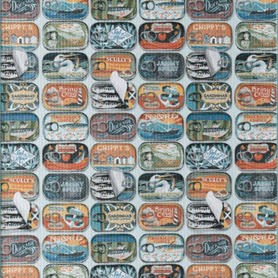 Sardines + Plaid Microfiber Kitchen Dish Towel - Freshie & Zero Studio Shop