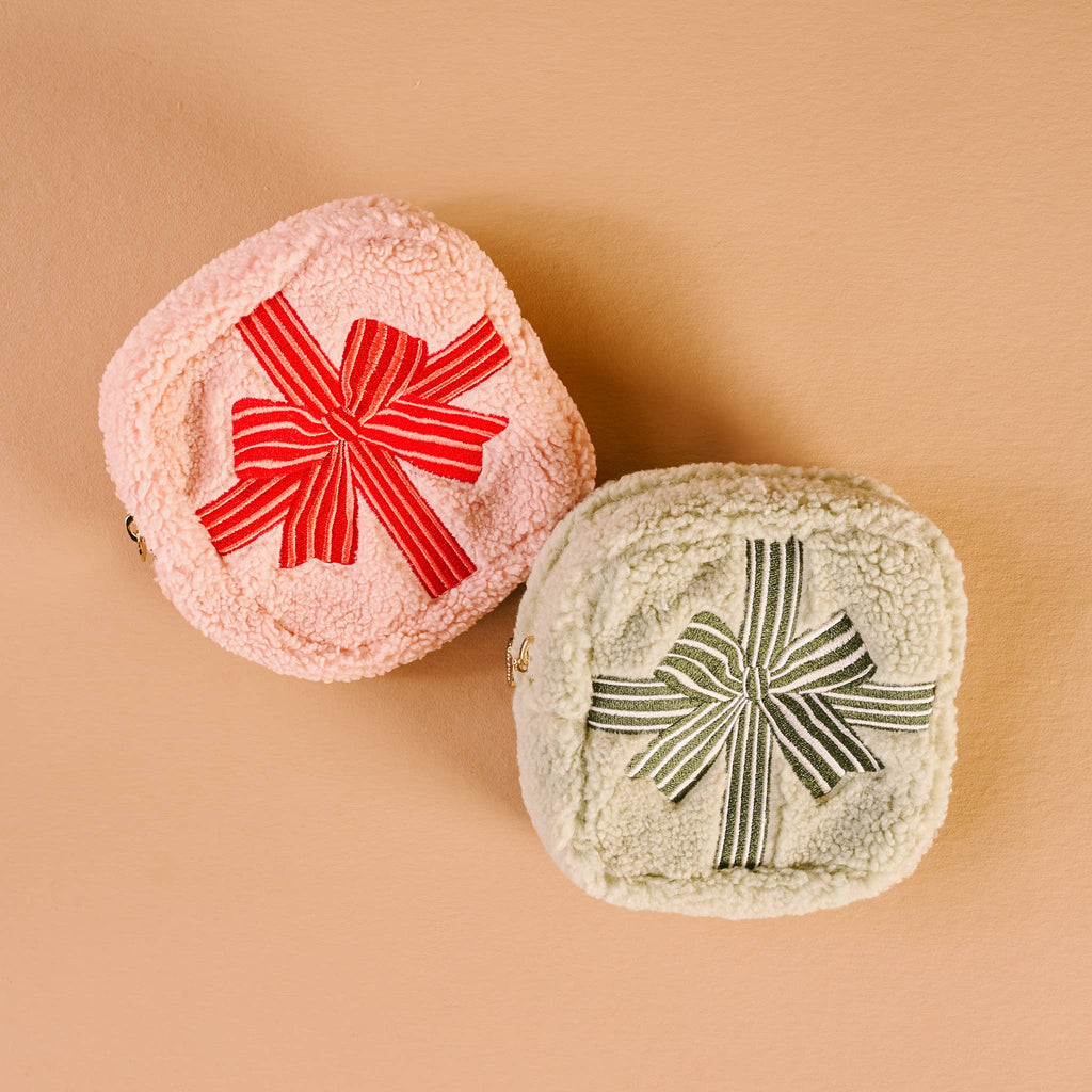 Holiday Gift Bow Square Teddy Pouch - Freshie & Zero Studio Shop