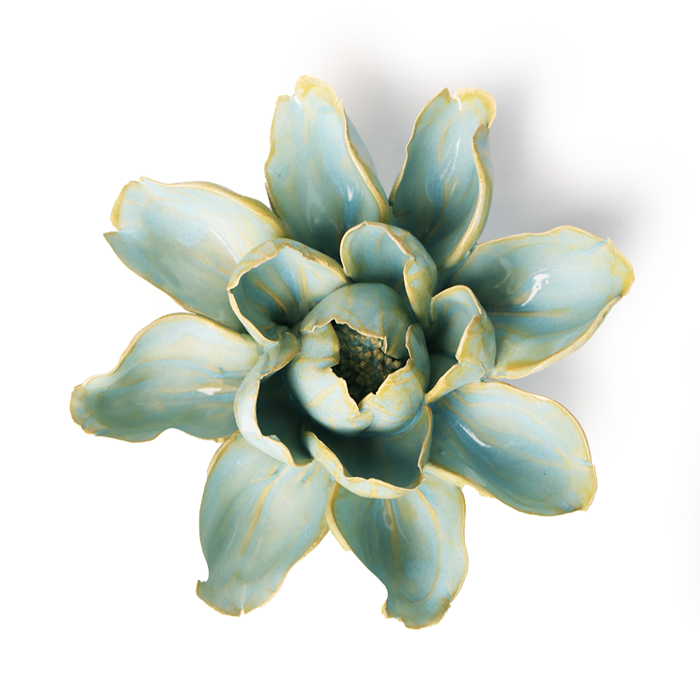 English Garden Ceramic Flower: Robin's Egg Blue Water Lily - Freshie & Zero Studio Shop