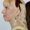 Tulip Porcelain + Green Glass Handmade Statement Earrings - Freshie & Zero Studio Shop
