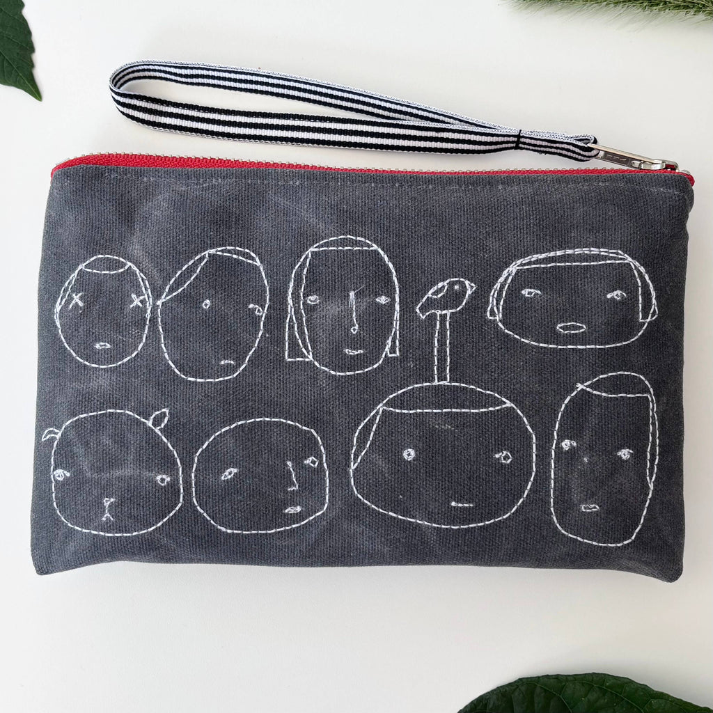 Everyday People Embroidered Canvas Wristlet - Freshie & Zero Studio Shop