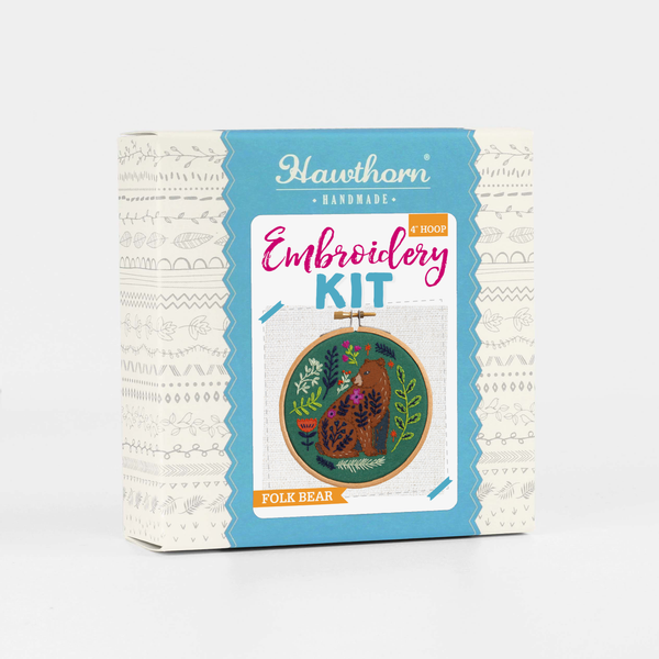 Folk Bear Mini Embroidery Kit | Complete Craft Kit - Freshie & Zero Studio Shop