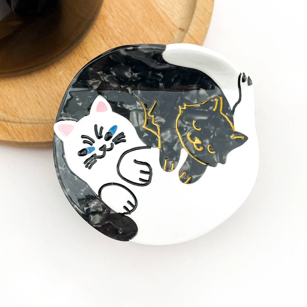 Yin Yang Cat Round Claw Clip - Freshie & Zero Studio Shop
