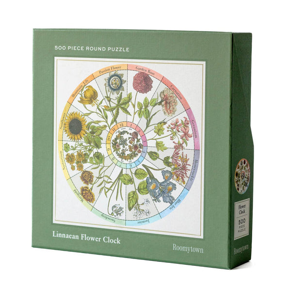 500-piece Round Jigsaw Puzzle - Flower Clock - Freshie & Zero Studio Shop