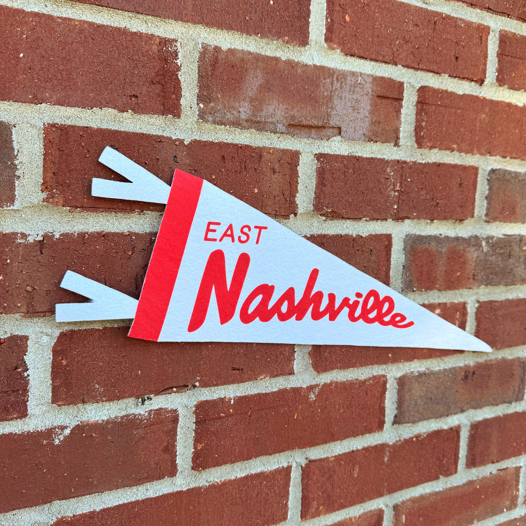 East Nashville Mini Felt Pennant - Neutral: Cream & Red - Freshie & Zero Studio Shop
