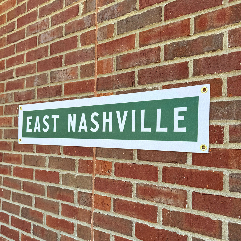 East Nashville Felt Banner: Green & Cream - Freshie & Zero Studio Shop