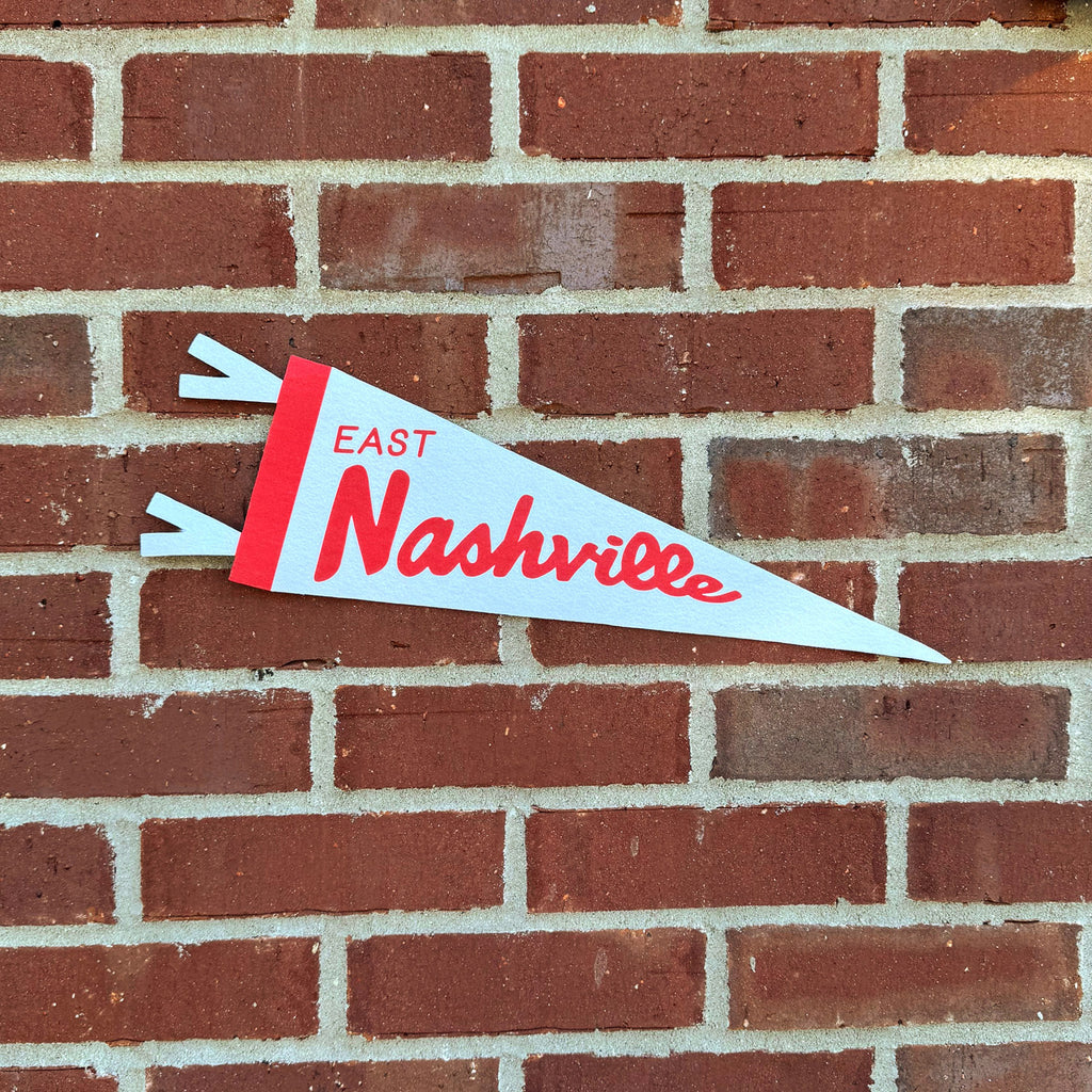 East Nashville Mini Felt Pennant - Neutral: Cream & Red - Freshie & Zero Studio Shop