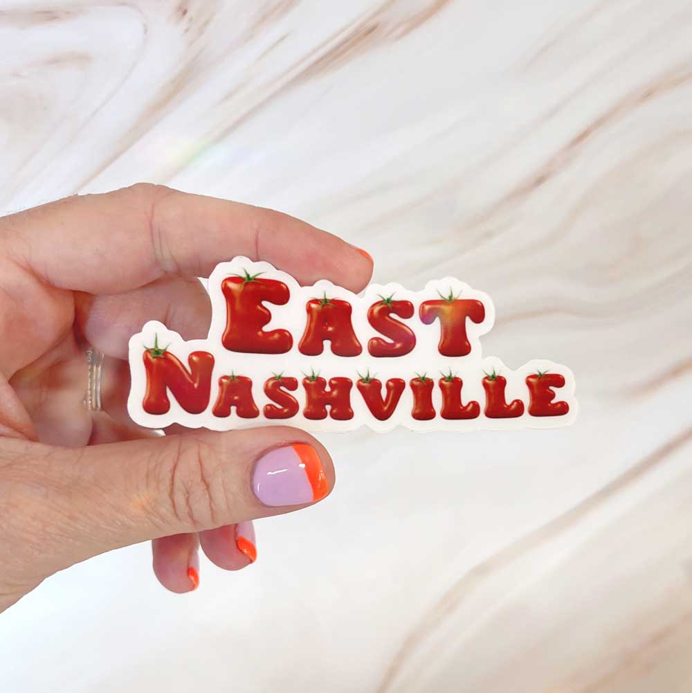 East Nashville Tomato Text Sticker - Freshie & Zero Studio Shop