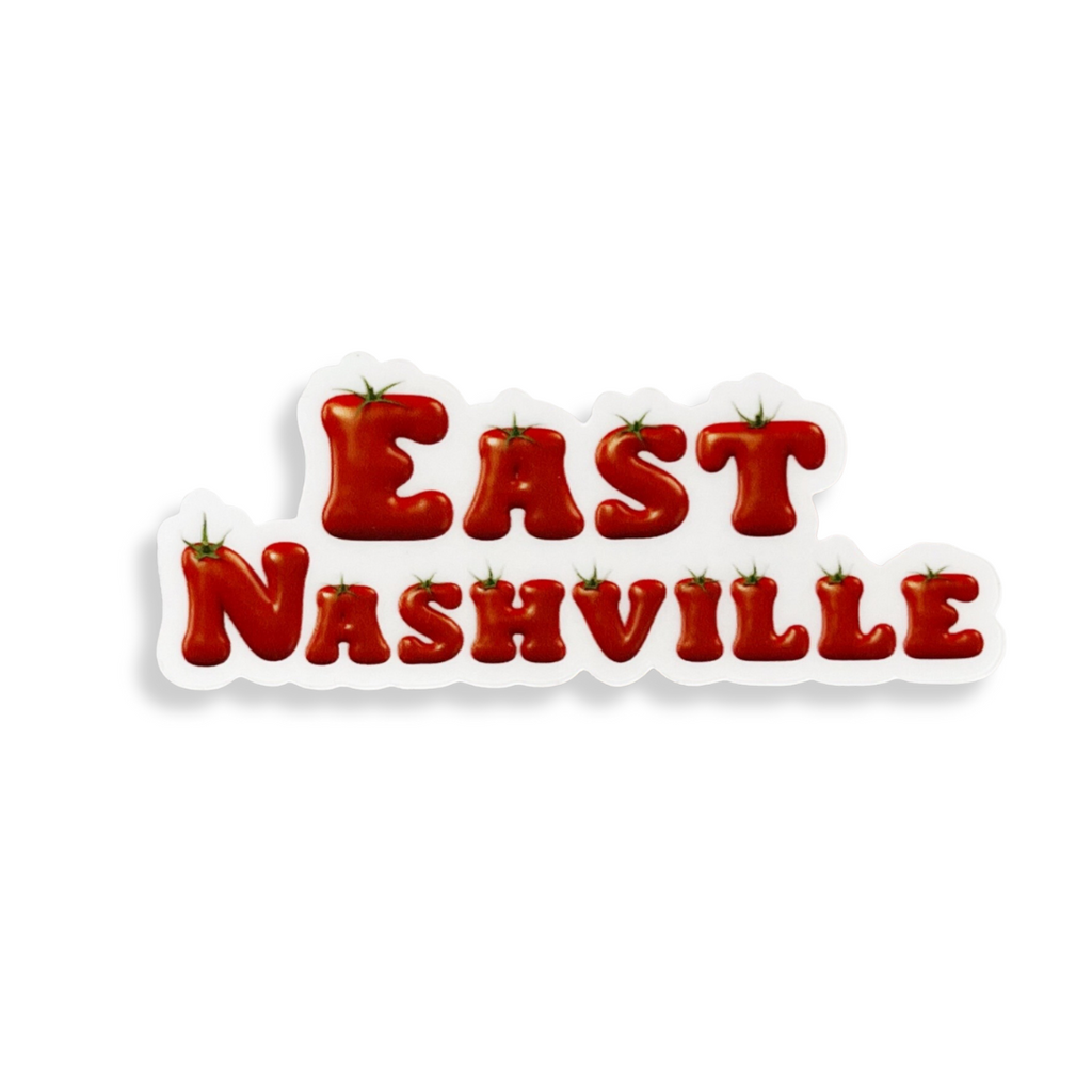 East Nashville Tomato Text Sticker - Freshie & Zero Studio Shop
