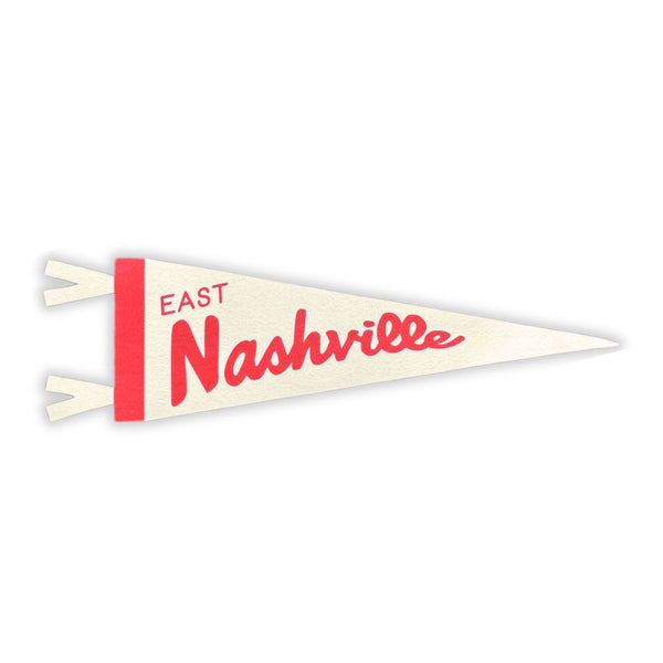 East Nashville Mini Felt Pennant - Neutral: Cream & Red - Freshie & Zero Studio Shop