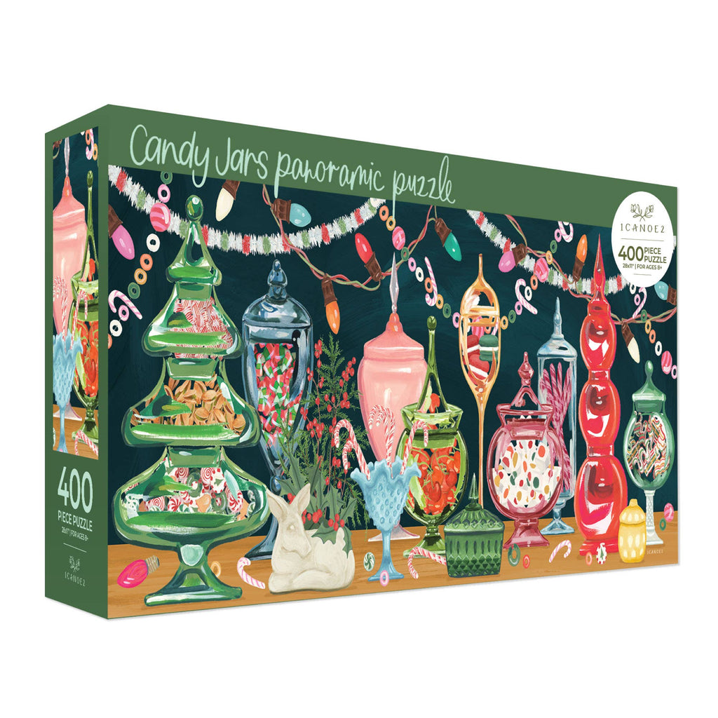 Candy Jars - 400 Piece Panoramic Holiday Jigsaw Puzzle - Freshie & Zero Studio Shop
