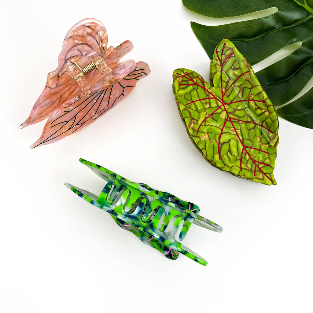 Lotus Leaf Hair Claw Clip, Elegant Acetate Leaf Hair Clip: Green - Freshie & Zero Studio Shop