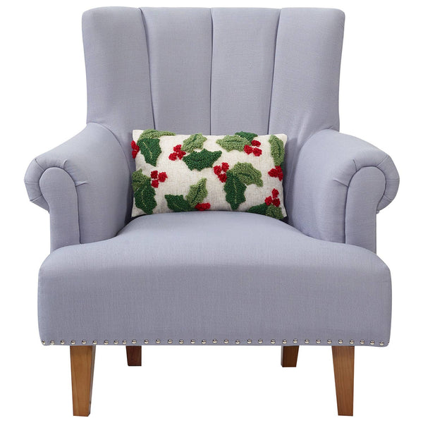 Holly Leaves and Berries Tufted Pillow - Freshie & Zero Studio Shop