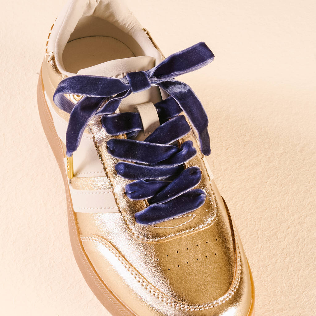 Velvet Ribbon Shoelaces - Blue - Freshie & Zero Studio Shop