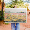 Caroline Clark New Mexico desert landscape art print featuring warm desert scenery and an expansive sky