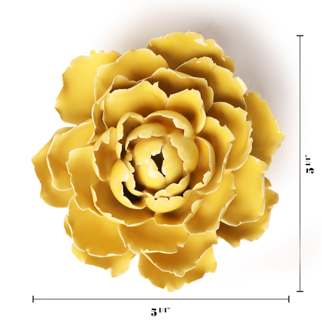 English Garden Ceramic Flower: Buttercup Yellow Peony - Freshie & Zero Studio Shop