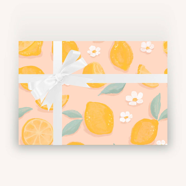 Painted Lemons Wrapping Paper - 3 Sheet Roll - Freshie & Zero Studio Shop