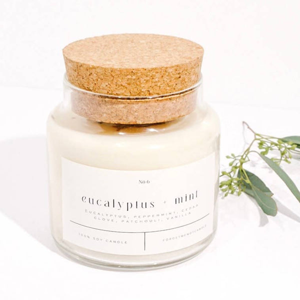 Eucalyptus + Mint 22 oz Glass Candle - Freshie & Zero Studio Shop