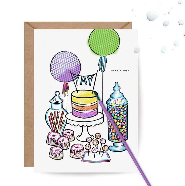 Paint With Water Sweet Table - Birthday Card - Freshie & Zero Studio Shop