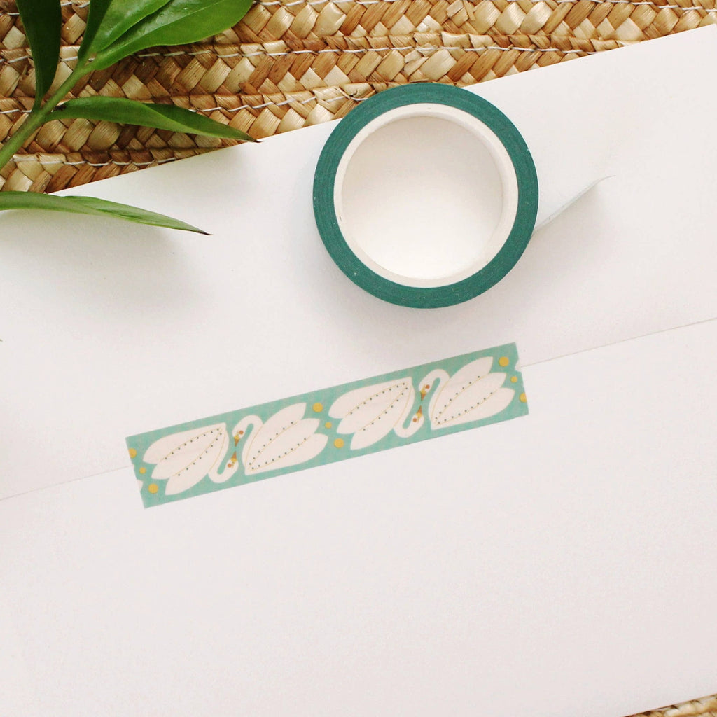 Washi Tape: Teal Swans - Freshie & Zero Studio Shop