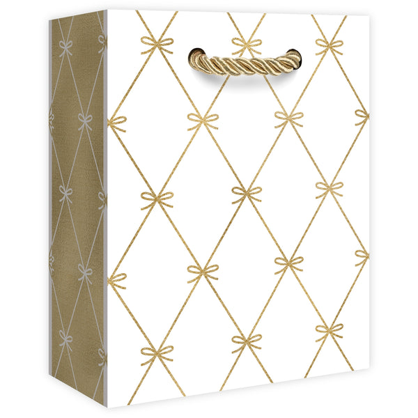 White and Gold Bow Gift Bag - Tiny - Freshie & Zero Studio Shop