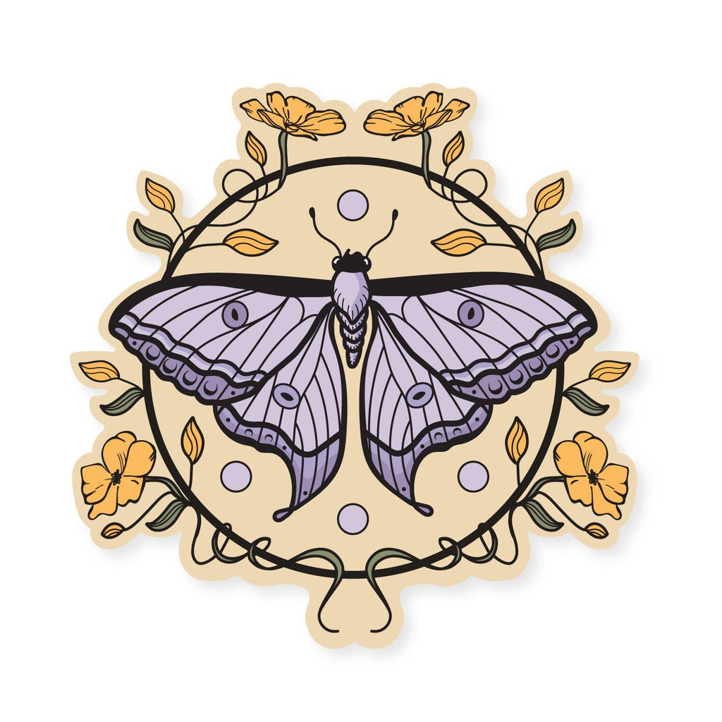 Floral Moth Vinyl Sticker - Freshie & Zero Studio Shop