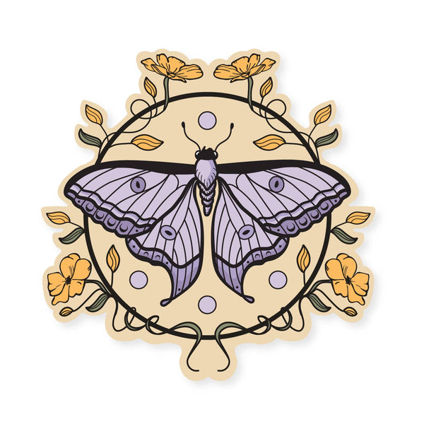 Floral Moth Vinyl Sticker - Freshie & Zero Studio Shop