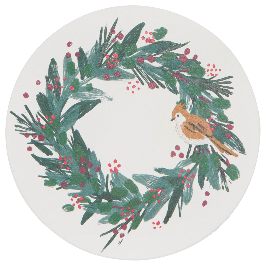 Absorbent Ceramic Coasters: Holiday Wreaths - Freshie & Zero Studio Shop