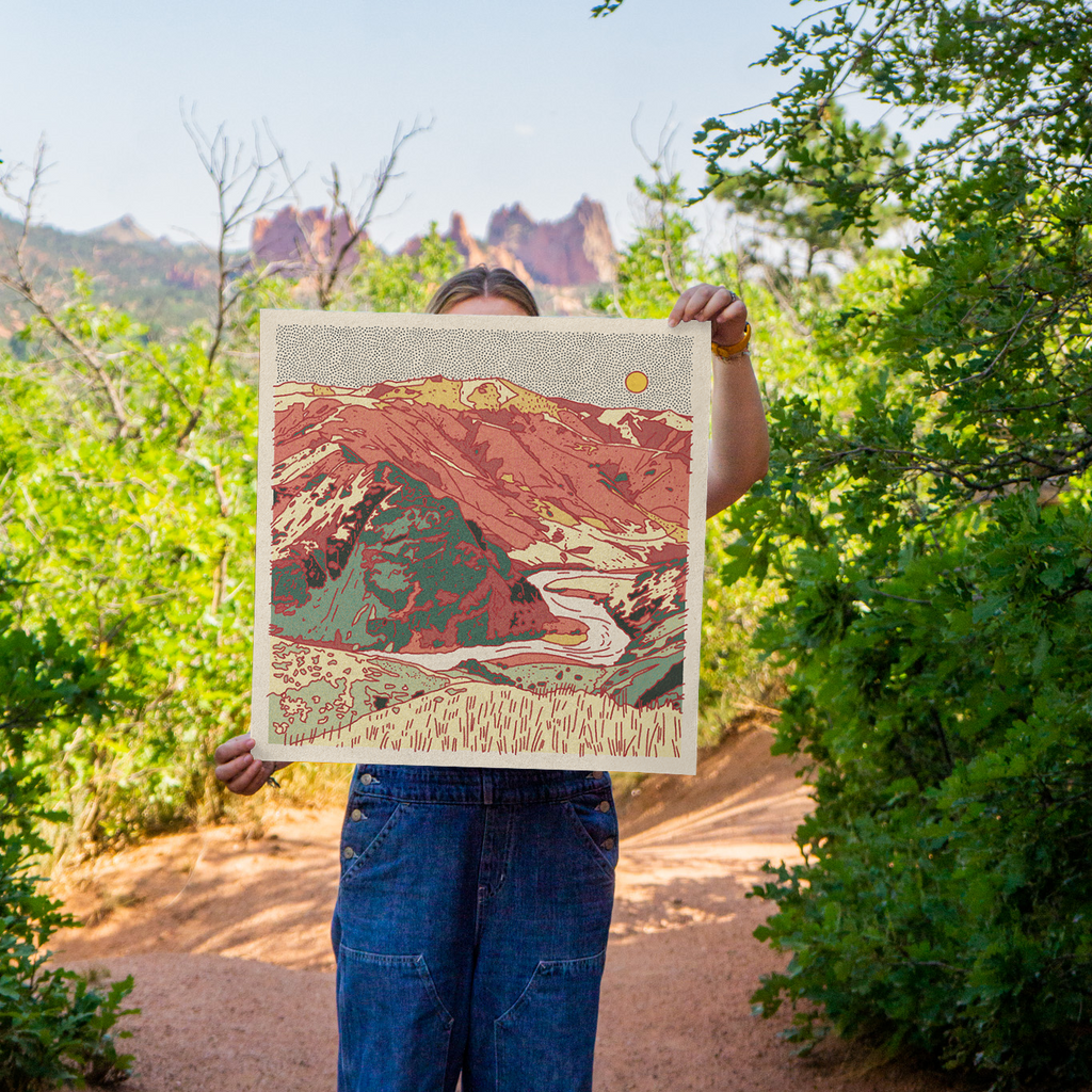 Caroline Clark Desert Mountain #19 art print featuring a minimalist desert mountain landscape in warm earthy tones