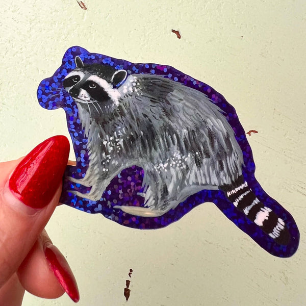 Glitter Raccoon Sticker - Freshie & Zero Studio Shop