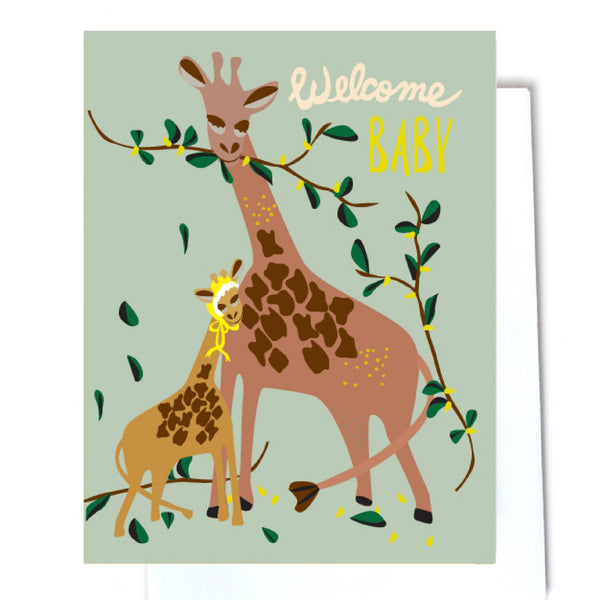 Giraffe Welcome Baby Greeting Card - Freshie & Zero Studio Shop