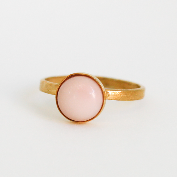 Gemstone Stacking Ring: Pink opal 14kt gold vermeil - Freshie & Zero Studio Shop