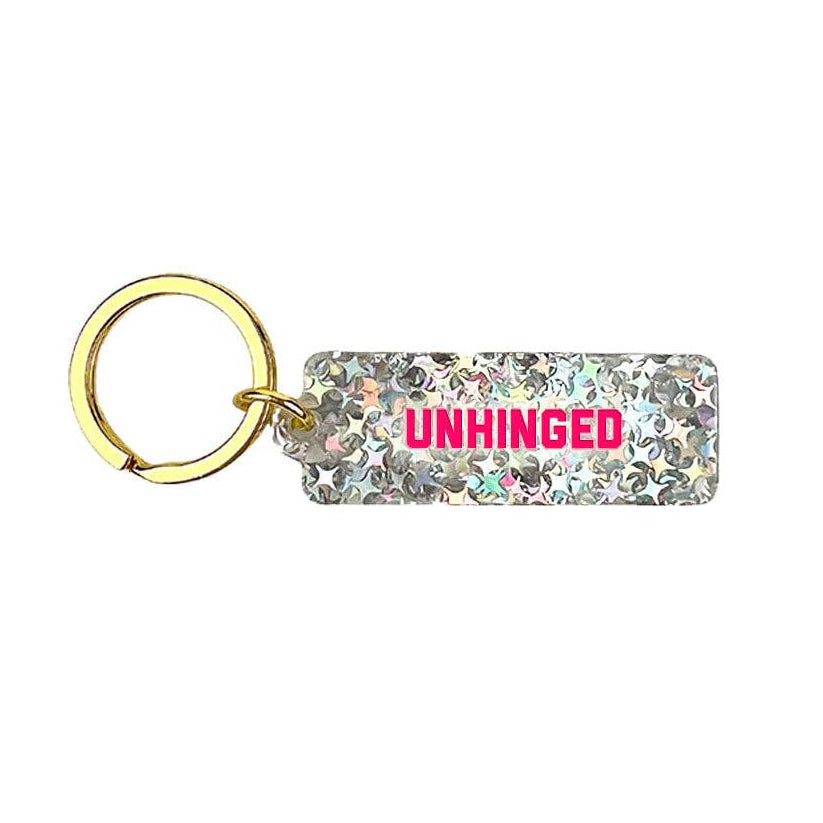 Unhinged Sparkle Rectangle Keychain - Freshie & Zero Studio Shop