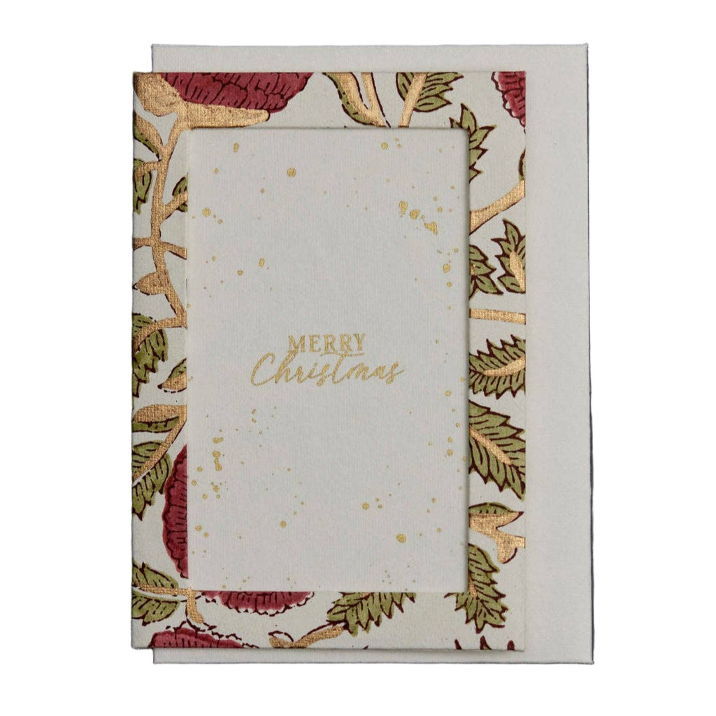 Keepsake Block Print Photo Frame Greeting Card - Marigold Christmas - Freshie & Zero Studio Shop
